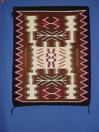 01 - Navajo Textiles, Navajo Rug: Newer Storm Pattern, Multicolor (38.5" x 51")
Handspun wool