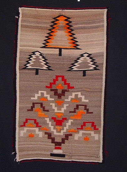 01 - Navajo Textiles, Antique Navajo Rug: c. 1920 Trees Pictorial (30" x 50")
1920, Handspun wool