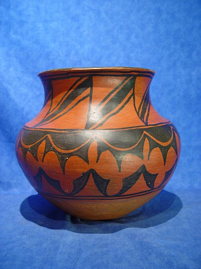 03 - Pueblo Pottery, Important San Ildefonso Pottery: c. 1890-1910 Olla Attributed to Marianita Roybal, Black on Red (10.25" ht x 11.5" d)
c. 1890-1910, Hand coiled clay pottery