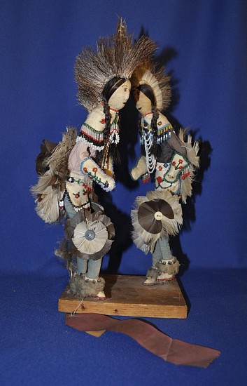 05 - Kachinas and Dolls, Pair of Dolls from the Thomas E. Mails Collection: Grass Dancers, with Prize Ribbon (15")