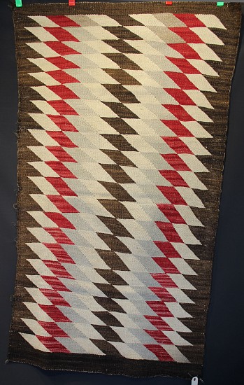 01 - Navajo Textiles, Navajo Rug: c. 1920-30 Stacked Trapezoid Motifs (37" x 63")
1920-30, Handspun wool