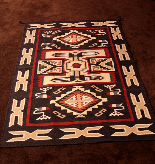 14- Non-Navajo Textiles, Southwest Style (Non-Navajo) Rug: In Style of Navajo Teec Nos Pos Rug (54" x 84")
Contemporary, Handspun wool