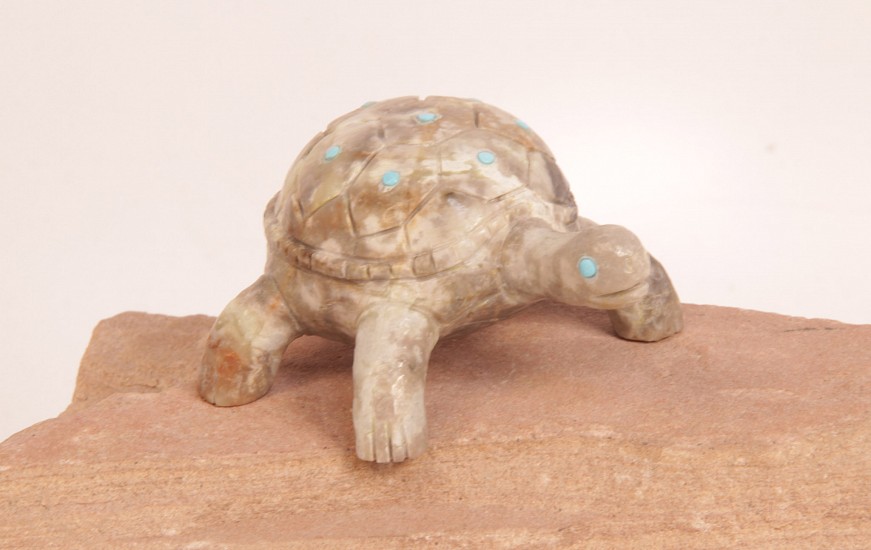06 - Zuni Fetishes, Zuni Fetish by Mattias Hustito: Turtle, Picasso Marble with Turquoise (1.25" ht x 2.75" w x 3.25" l)
Contemporary, Picasso Marble
