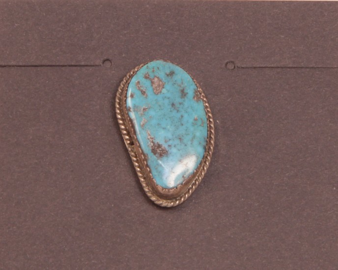 07 - Jewelry-Old, Navajo Tie Tack: High-Grade Turquoise, Twistwire (1")
c. 1970, Sterling Silver and Turquoise