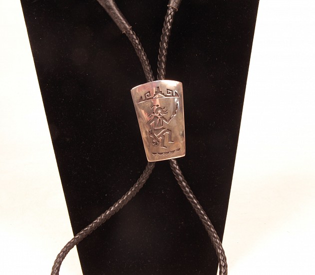 08 - Jewelry-New, Hopi Bolo Tie by Harrington Poleviyuma 2 1/2" x 2" bolo c.1980s