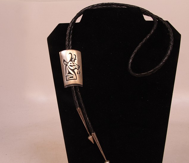 08 - Jewelry-New, Hopi Silver Antelope Bolo 2 1/4" x 1 3/8" bolo c.1970s