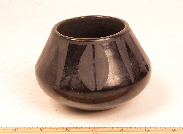 04 - Maria Martinez, San Ildefonso Blackware Pottery Jar by Maria & Julian (Marie & Julian Sig) 4 3/4" x 3 1/2"  c.1925-1943