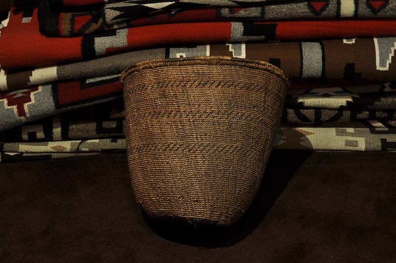 02 - Indian Baskets, Antique Havasupai (Arizona Tribe) Basketry: c. 1910 Large Burden Basket (12.5"ht x 14.5"d)
c. 1910, Willow and Devil's claw
