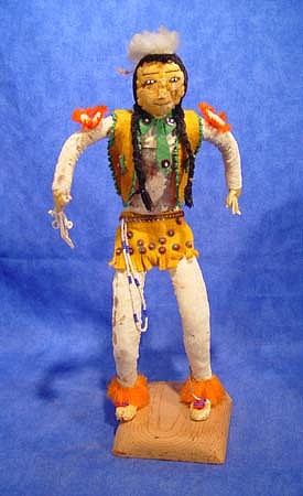 05 - Kachinas and Dolls, Sioux Doll: Grass Dancer on Wood Stand (12.5")
