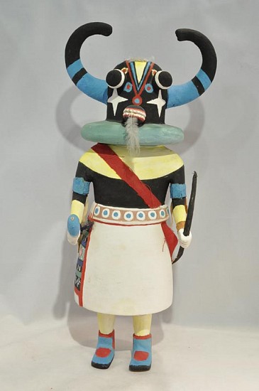 05 - Kachinas and Dolls, Hopi Kachina: Ho'o'te or Ahote "Whipper" (17")
c. 1960, Hand Carved and Painted Cottonwood Root
