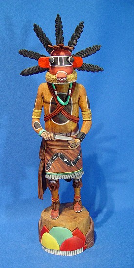 05 - Kachinas and Dolls, Hopi Kachina: Honan "Older Badger" by Philander Shelton (15")
Hand Carved and Painted Cottonwood Root