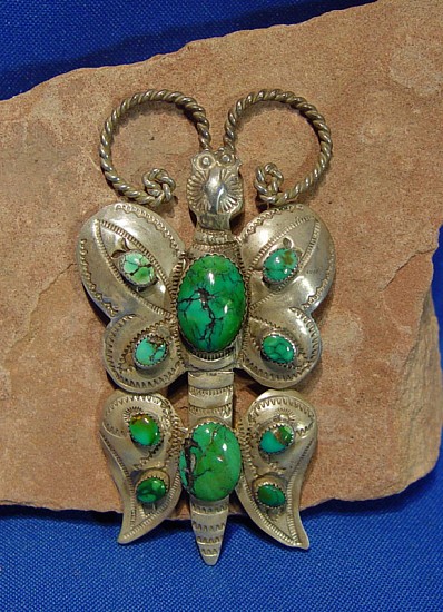 08 - Jewelry-New, Old 1900s style butterfly pin with high grade Royston, Nevada Turquoise by Greg Thorne
2009