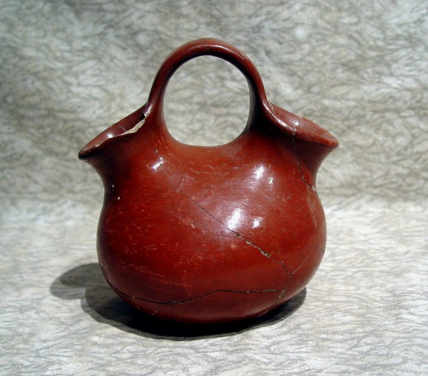 03 - Pueblo Pottery, Wedding Jar: c. 1950 Redware (6" ht x 6" w)
c. 1950, Hand coiled clay pottery