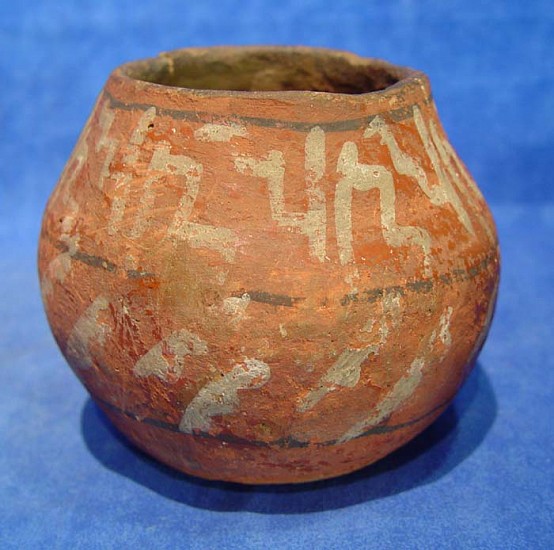 03 - Pueblo Pottery, Antique Zuni Pottery: c. 1900 Ceramic Jar, Geometric Motif (4 3/8" ht x 5" d)
c. 1900, Hand coiled clay pottery