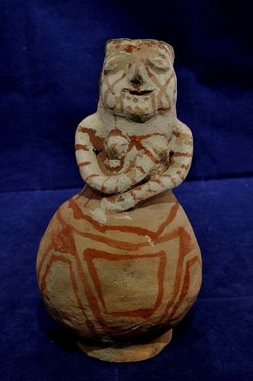 03 - Pueblo Pottery, Maricopa Pottery: c. 1930-1940 Female Human Effigy (7" ht)
c. 1930-1940, Hand coiled clay pottery