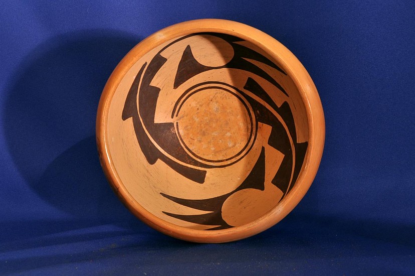 03 - Pueblo Pottery, Hopi Pottery: c. 1960 Bowl, Lizard Artist Mark (5" ht x 7.5" d)
c. 1960, Hand coiled clay pottery