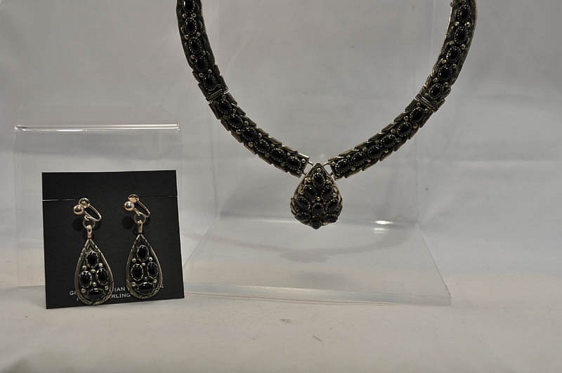 08 - Jewelry-New, Zuni Set of Earrings & Necklace: Jet Stones
190