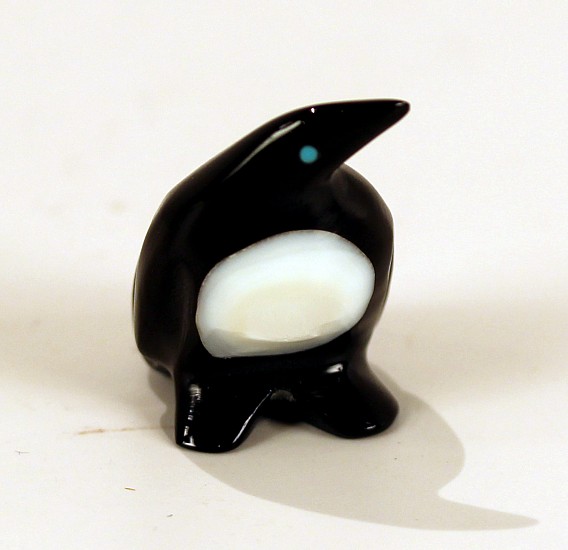06 - Zuni Fetishes, Zuni Fetish: Penguin by Calvert Bowannie, Black Marble and Mother of Pearl (1 1/8" ht x 7/8" w x 1" l)
Contemporary, Black Marble