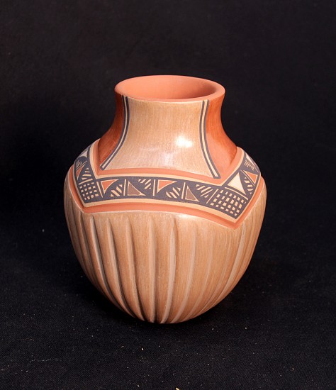 03 - Pueblo Pottery, Jemez Pottery by Bertha Gachupin: Polychrome Jar (7" ht x 5.5" d)
Hand coiled clay pottery