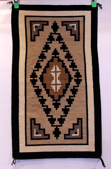 01 - Navajo Textiles, Two Grey Hills Tapestry: c. 1970 Central Diamond Motif (20" x 35")
1970, Handspun wool