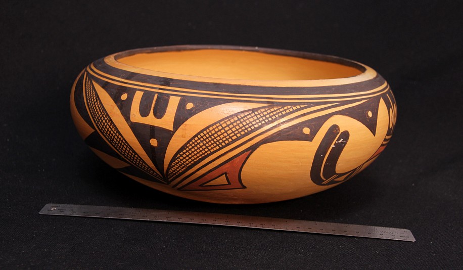 03 - Pueblo Pottery, Hopi Pottery: Open Polychrome Doughbowl (5 1/2" ht x 12" d)
Hand coiled clay pottery