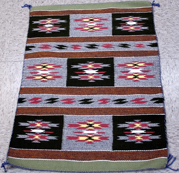 01 - Navajo Textiles, Navajo Rug: 2018 Chinle Sampler, Multicolor, by Karen Johnny (24" x 33.5")
2018, Handspun wool