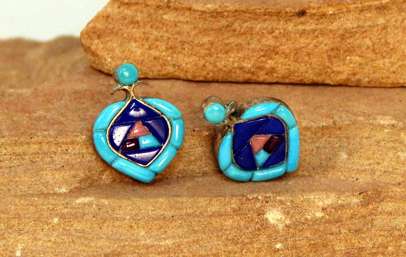 08 - Jewelry-New | Zuni Post Earrings by Carolyn Bobelu: 