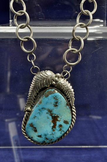 07 - Jewelry-Old, Navajo Jewelry Set by Marie Begay: High-Grade Turquoise Necklace and Earrings
c. 1980, Sterling Silver and Turquoise