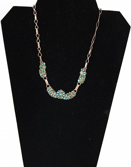 07 - Jewelry-Old, Zuni Necklace: Petit Point, Three Pieces (16.5")
Sterling Silver and Turquoise