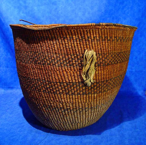 02 - Indian Baskets, Antique Apache Basketry: c. 1880 Large Burden Basket (16.5" ht x 13.5" d)
c. 1880