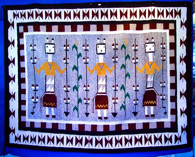 01 - Navajo Textiles, Navajo Rug: c. 1980 Three-Figure Yei (83" x 65")
1980, Handspun wool