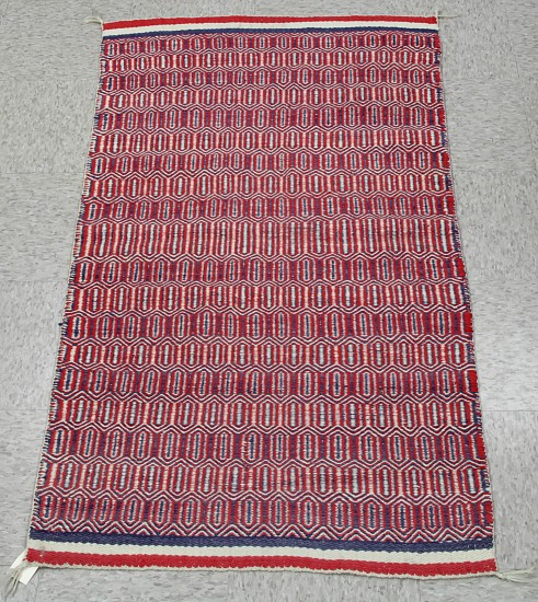 01 - Navajo Textiles, Navajo Double Saddle Blanket: c. 1949 Twill Diamond Weave (30" x 58")
c. 1949, Handspun wool