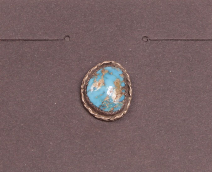 07 - Jewelry-Old, Navajo Tie Tack: High-Grade Bisbee Turquoise (0.5")
c. 1970, Sterling Silver and Turquoise