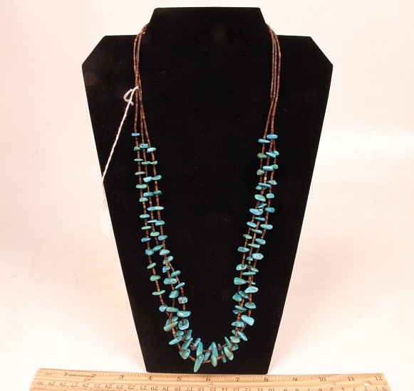 08 - Jewelry-New, Santo Domingo Heishi Neckalce /w Turquoise Chunks 27" long