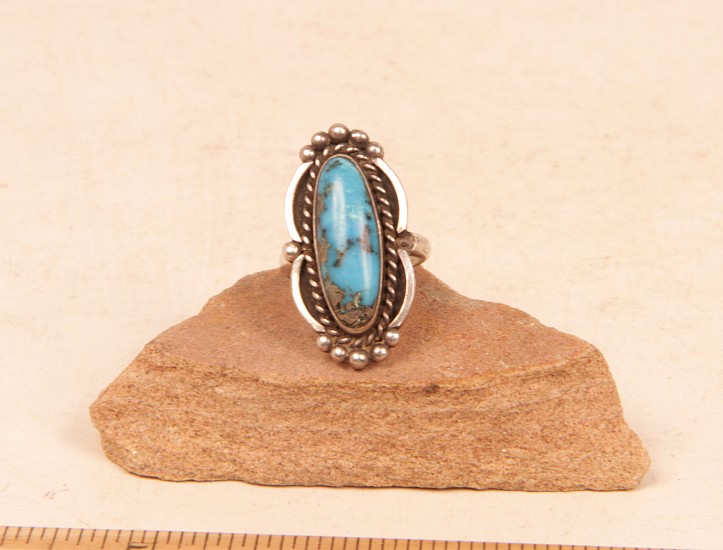 08 - Jewelry-New, Sterling Silver & Turquoise Ring by Paul Lawrence Size 6 3/4 c.1970s
