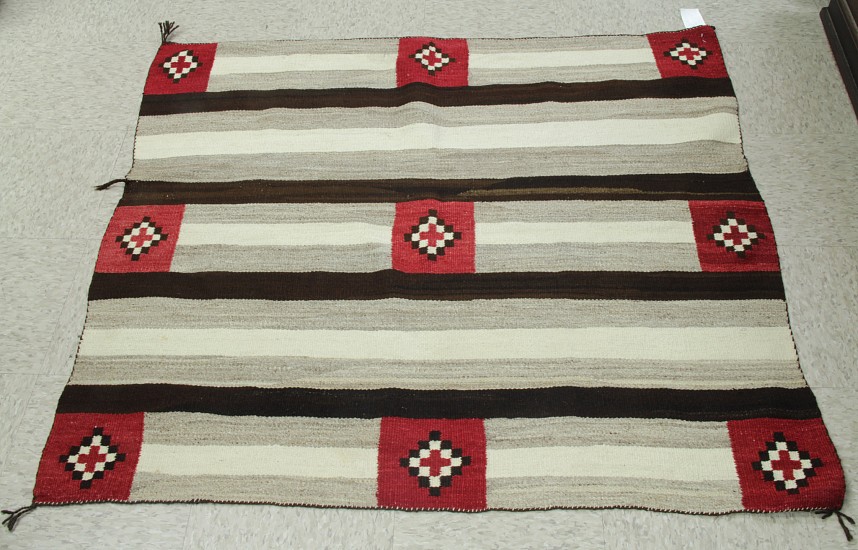 01 - Navajo Textiles, Transitional Navajo Third Phase Chiefs 50" x 45", Mint or Near Mint condition
c1900-1920s