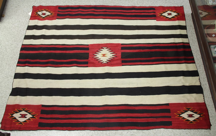 01 - Navajo Textiles, Navajo Second-Phase Revival Chief's Blanket - Red Mesa Motif c.1900s 51" x 62"